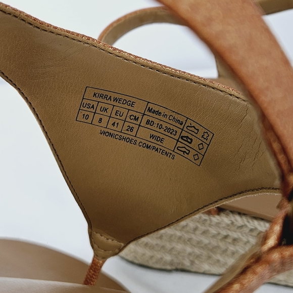 Vionic Kirra Platform Wedge Sandal in Argan Brown Leather Size 10 - Picture 13 of 15